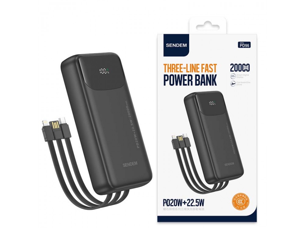 SENDEM PD96 20,000mAh Power Bank PD20W+22.5W Fast Charge iPhone Android UK Seller SENDEM PD96 20,000mAh Power Bank PD20W+22.5W Fast Charge iPhone Android UK Seller