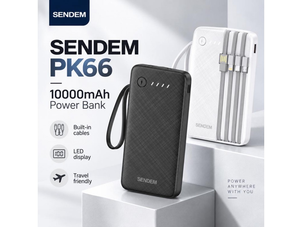 SENDEM PK66 10,000mAh 4 in 1 Micro-USB, USB-C USB-A and iPhone Power Bank UK SENDEM PK66 10,000mAh 4 in 1 Micro-USB, USB-C USB-A and iPhone Power Bank UK