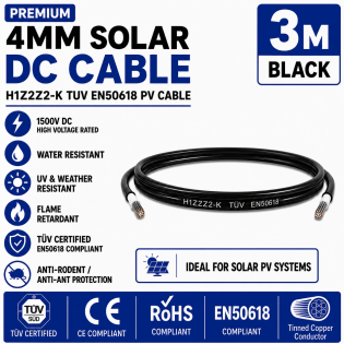 leader 4mm Solar DC Cable Black H1Z2Z2-K TUV EN50618 PV Cable 1500V AD7 Cut to Length 3m leader 4mm Solar DC Cable Black H1Z2Z2-K TUV EN50618 PV Cable 1500V AD7 Cut to Length 3m