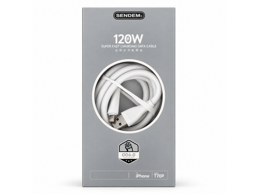 Free Shipping - T70P Pack of 3 USB-A to 8-Pin For iPhone 120W White Fast Charge Cable UK Seller Free Shipping - T70P Pack of 3 USB-A to 8-Pin For iPhone 120W White Fast Charge Cable UK Seller
