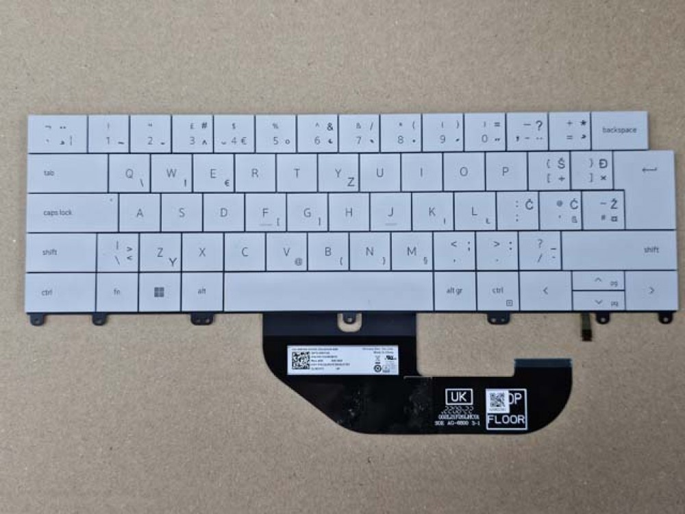 DELL XPS 13 Plus 9320 CROATIAN Backlit Laptop Keyboard CN-086YG6 White Platinum