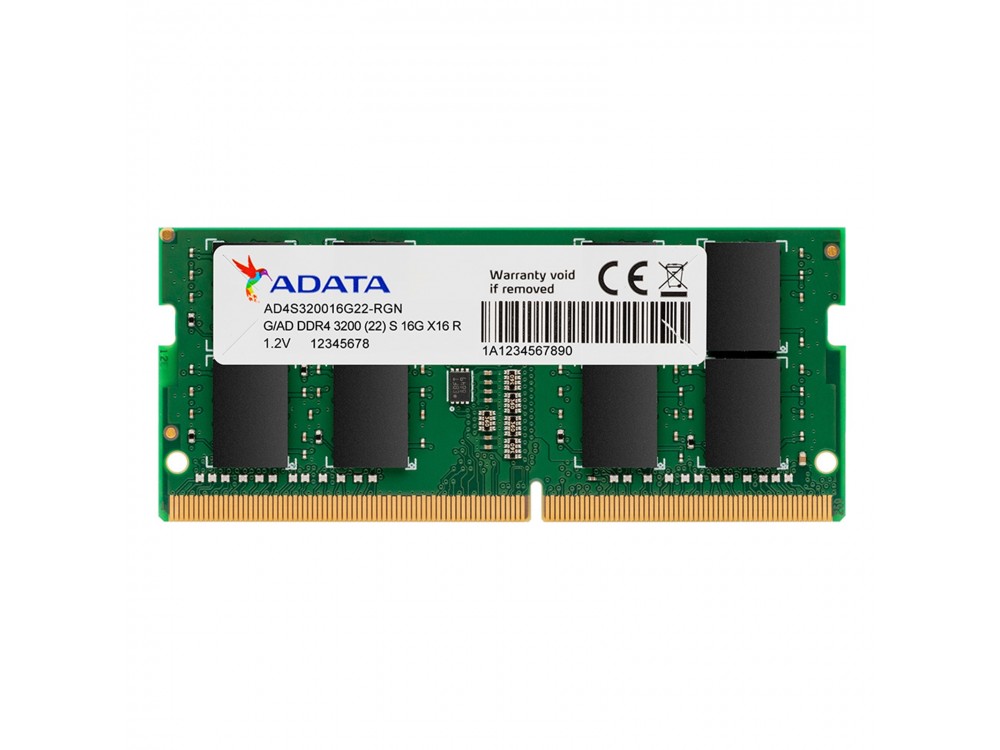 Adata Premier AD4S320016G22-SGN 16GB SODIMM System Memory DDR4, 3200MHz, 1 x 16GB Adata Premier AD4S320016G22-SGN 16GB SODIMM System Memory DDR4, 3200MHz, 1 x 16GB
